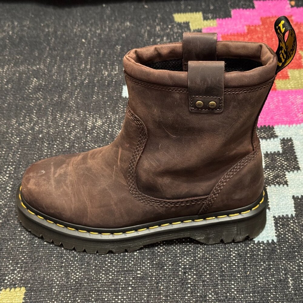 Dr. Martens Anistone Lo Leather Biker Boots, Dark Brown, US M 7/US W 8/EU39/UK7